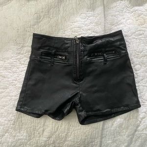 Leather biker shorts
